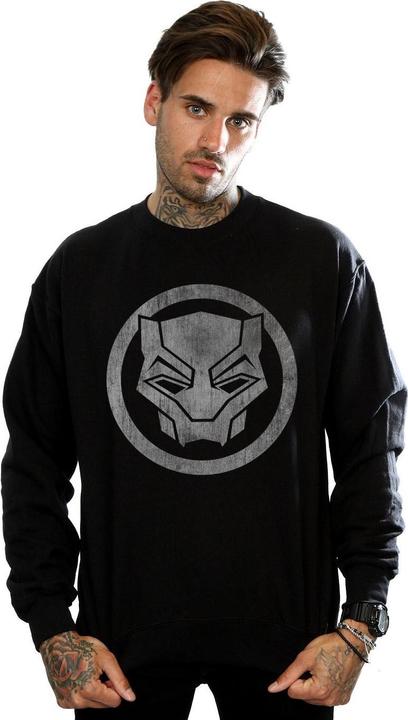 Actual product image Mens Black Panther Distressed Icon Cotton Sweatshirt (M)