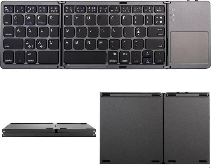 Apfelkiste Faltbare Mini Bluetooth Tastatur Keyboard (QWERTY) mit Touchpad (US, Kabelgebunden)
