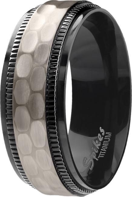 Image du produit Star Piercing Bague noire martelée (sans laiton, Acier chirurgical 316L)