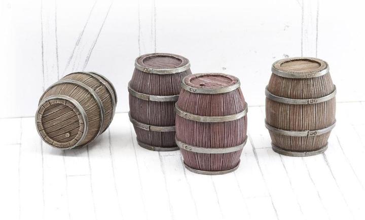 Actual product image Tabletop-Art Accessories wooden barrels set 3 - Large barrels 4 parts