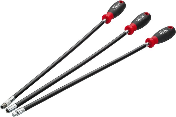 Actual product image Vigor Screwdriver Set Flexible Extra Long (T-section, External hexagon, Cross recess)