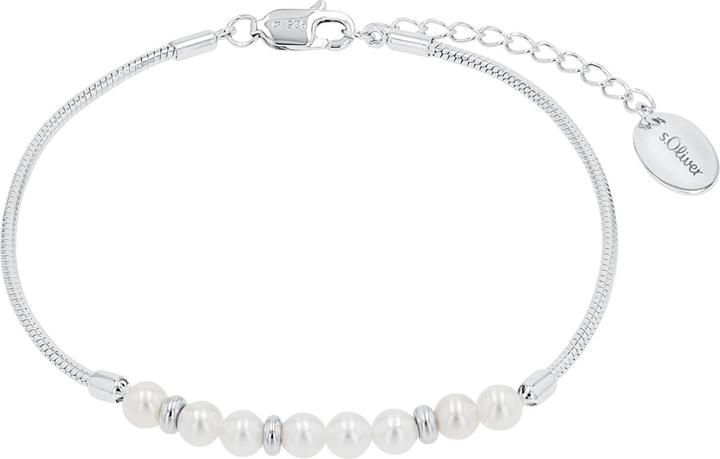 Immagine prodotto S.Oliver Armschmuck für Damen, 925 Sterling Silber, Schmuckstein synth., Silber Beads (20 cm, Argento 925)