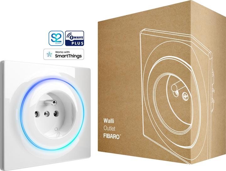 Actual product image Fibaro teckbox Walli Outlet Type E with repeater function for controlling electric whips black