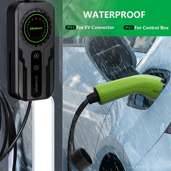 Actual product image Qoltec Mobilna ładowarka do samochodu elektrycznego EV z regulacją 2w1 Typ2 | SCHUKO | 3.5kW | 230V (Type 2, 3.50 kW, 16 A)