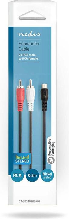 Produktbild Nedis Subwoofer-Kabel 2 x Cinch-Stecker - Cinch-Buchse 0,2 m (0.20 m, Cinch)