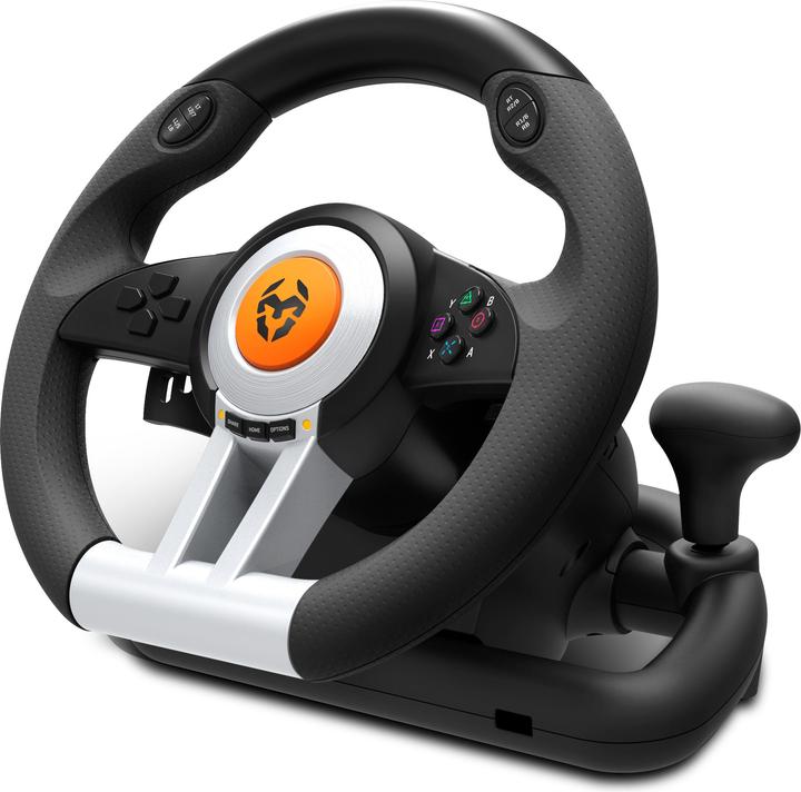 Krom K-Wheel Schwarz USB Lenkrad + Pedale Analog / Digital PlayStation 4 (Xbox One S, Playstation Classic, PS3, PS4)