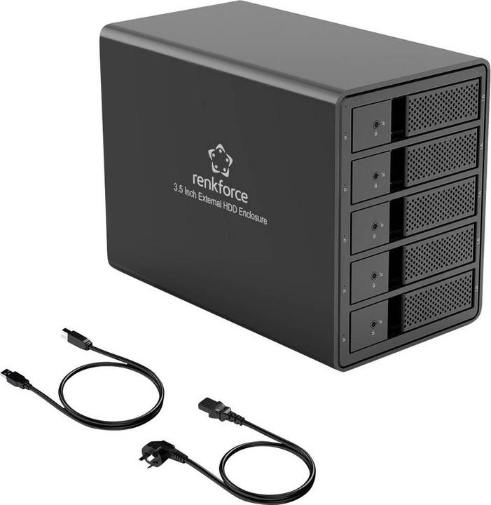 Actual product image Renkforce RF-6647600 8.9 cm (3.5 Zoll) Festplattengehäuse 5 Bay 3.5 Zoll USB-A ( (3.5")