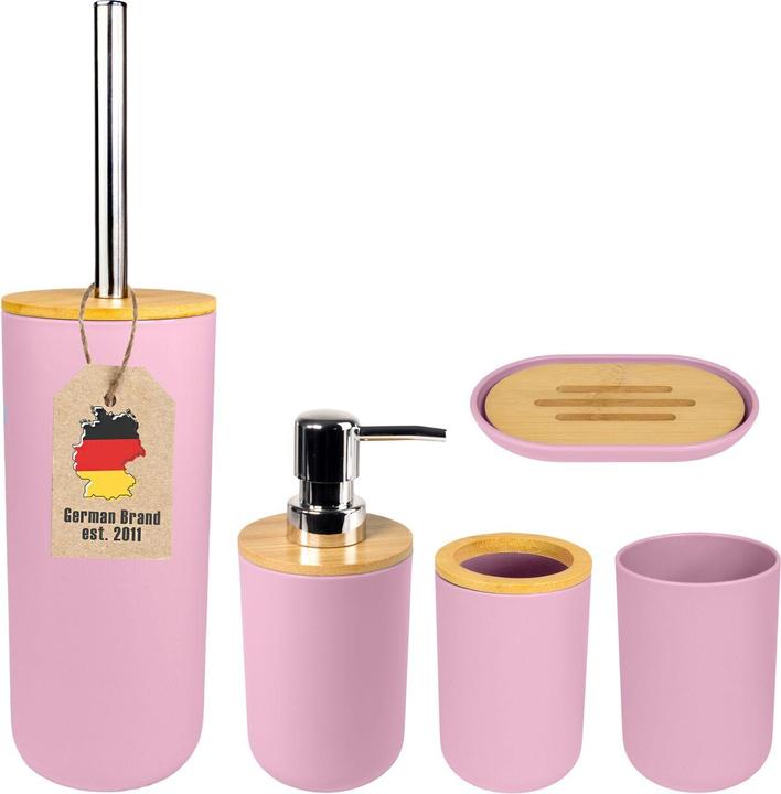 Immagine prodotto Intirilife Badezimmer Zubehör Set inkl. Zahnputzbecher Seifenschale Seifenspender Toilettenbürste