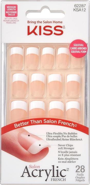 Produktbild KISS Salon Acrylic French Nails - Rumour Mill (Kunstnägel, Weiss, Transparent)