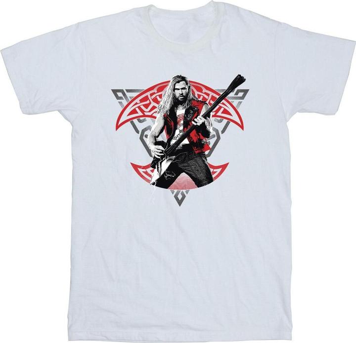 Actual product image Mens Thor Love And Thunder Solo Guitar T-Shirt (S)