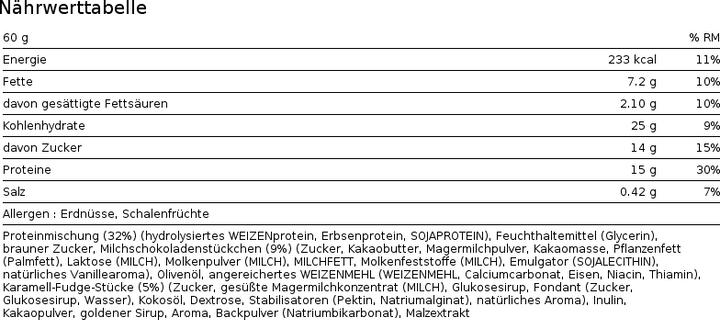 Nutritional values and ingredients Mars Hi Protein Cookie (Chocolate and caramel, 12 pcs., 60 g)