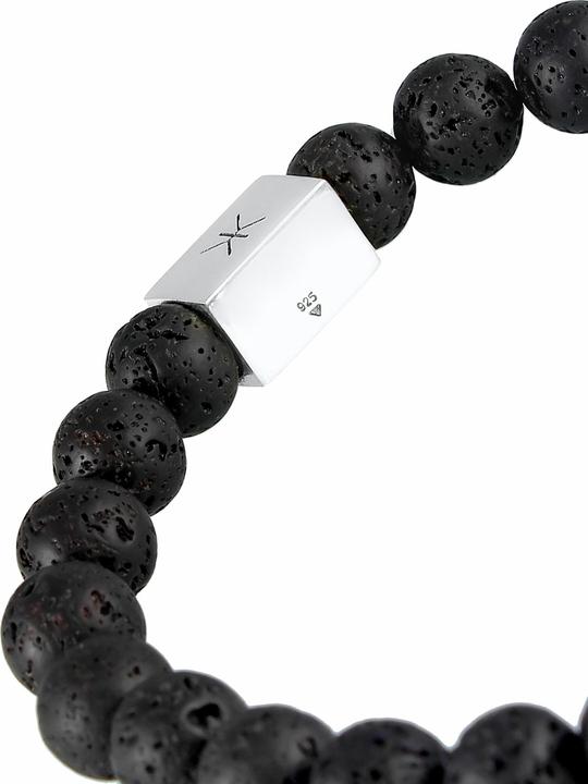Immagine prodotto Kuzzoi Bracciale Uomo Lava Gemstone Bead Rettangolo Argento 925 (19 cm, Argento 925)