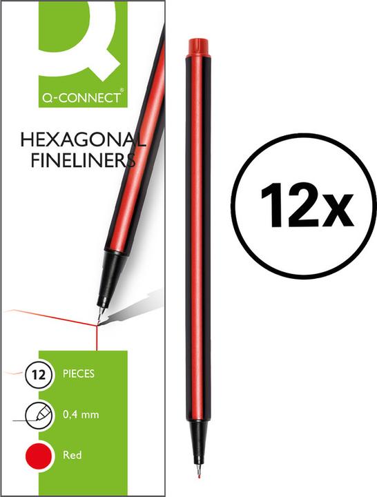 Immagine prodotto Q-Connect Fineliner Triangular (Rosso, 12 x)