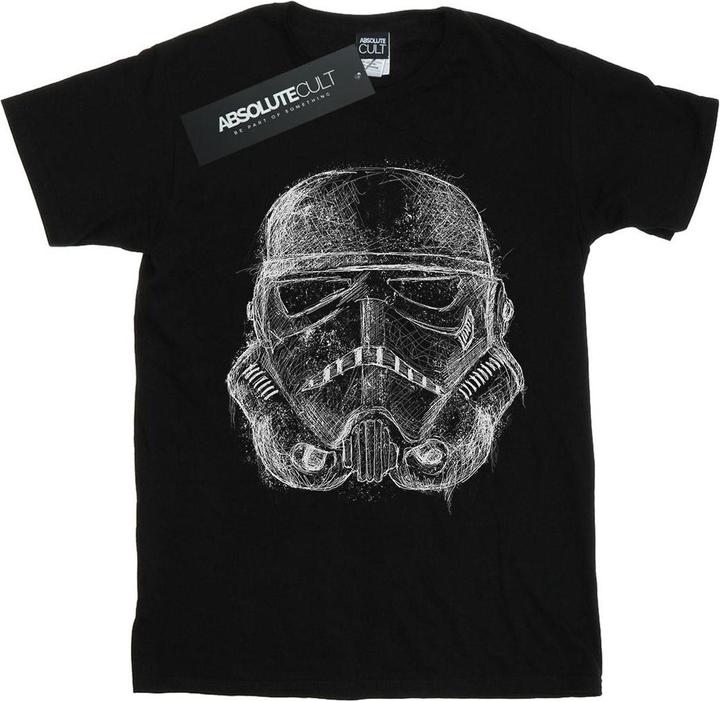 Actual product image Star Wars Girls Stormtrooper Scribble Helmet Cotton T-Shirt (128)