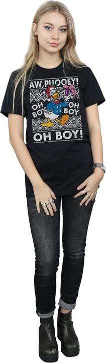 Actual product image Disney Womens/Ladies Donald Duck Christmas Fair Isle Cotton Boyfriend T-Shirt (M)