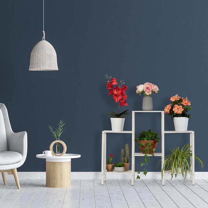 Actual product image Relaxdays White Wooden Plant Rack
