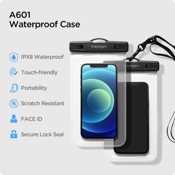 Actual product image Spigen A601 Universal Waterproof Case, Clear (pack of 2) (Universal)