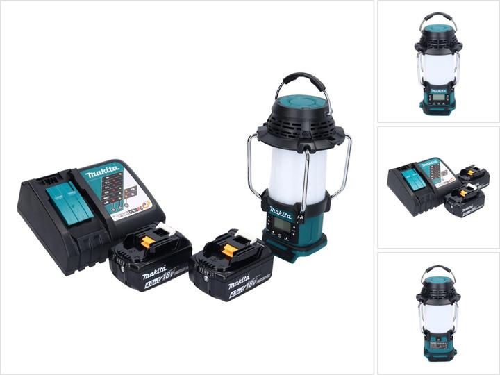 Actual product image Makita DMR 055 RM Battery radio 18 V FM with lantern 360° torch + 2x battery 4.0 Ah + charger (FM, AM)