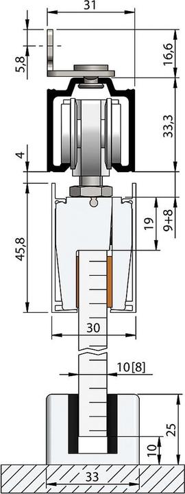 Produktbild Helm Schiebetürbeschläge 73 - Glas