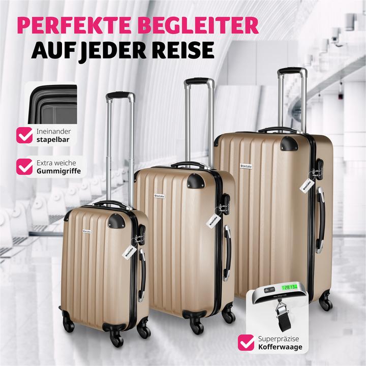 Produktbild tectake 3er Kofferset Talia mit Kofferwaage und Kofferanhänger (93 l, L (90 - 115l))