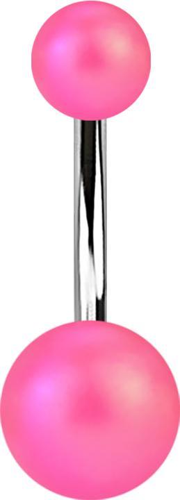 Actual product image Star Piercing Banane silber mit zwei Kugeln Perglanz matt pink (without brass, Acrylic, Surgical steel 316L)