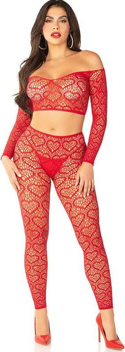 Actual product image Leg Avenue Crop top + stockings red one size fits all (One size)