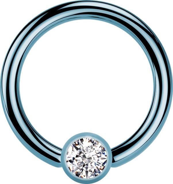 Actual product image Star Piercing Micro Closure Ring light blue cylinder crystal silver (Surgical steel 316L)
