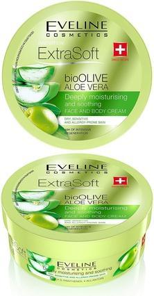 Eveline Extra Soft Body Crem Idratante Profondo Lenitivo per Viso e Corpo Oliva e Aloe Biologici 175Ml (Crema corpo, 175 ml)