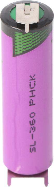 Actual product image Tadiran Lithium battery SL-360/PT with solder tabs with 3 print contacts (1 pcs., AA, 2300 mAh)