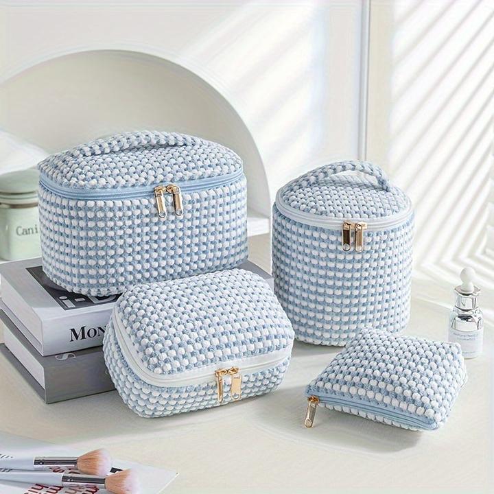 Only-Bags.Store Eleganter Cord-Kosmetikkoffer 4er-Set, schicke Makeup-Organizer-Taschen mit Polyester-Futter