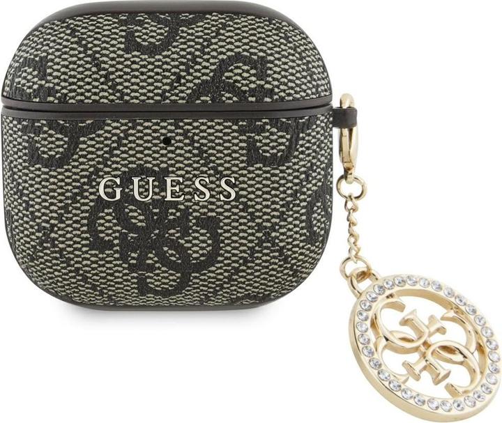 Produktbild Guess 4G Strass Charm Cover für Apple Airpods 4 - brown (Kopfhörer Tasche)