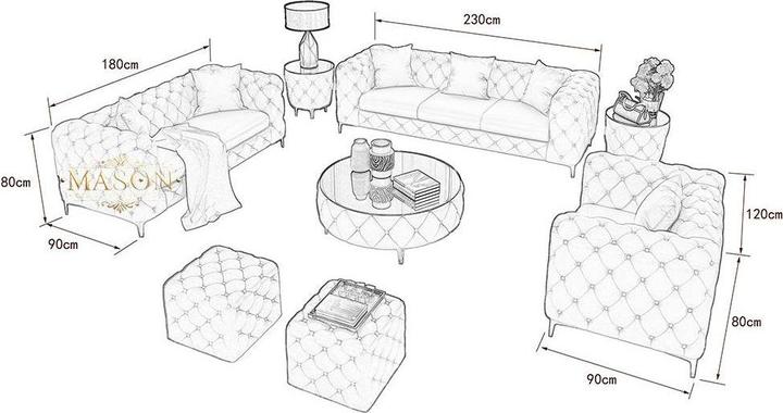 Produktbild Mason Ct Chesterfield Sofa 3er Set (Chesterfield)