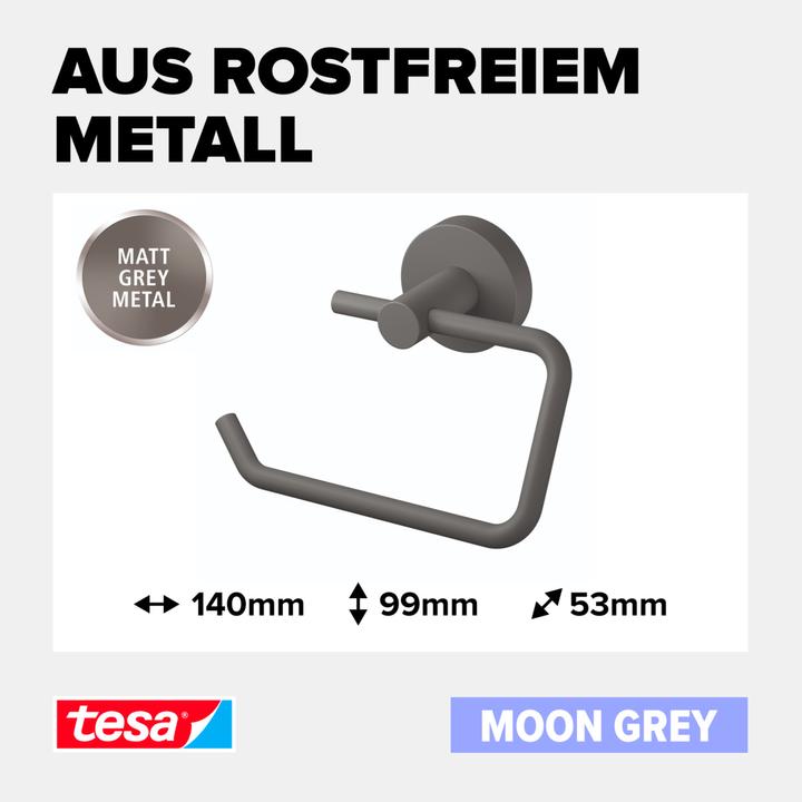 Produktbild tesa MOON GREY Toilettenrollenhalter inkl. Klebelösung ohne Bohren