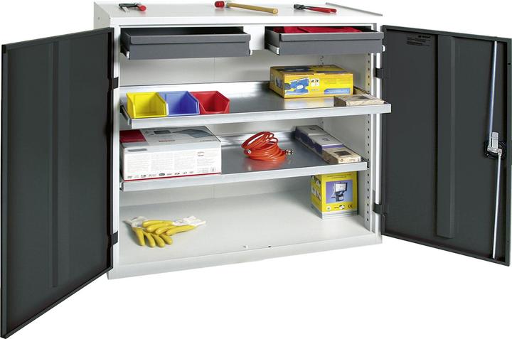 Produktbild Werkzeug-/Beistellschrank H1000xB1000xT500 mm 2 Schubladen, 2 Böden lichtgrau/anthrazitgrau (80 cm, 115 cm)