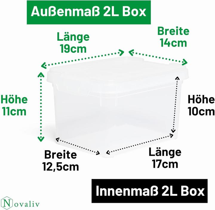 Produktbild Novaliv 6x Aufbewahrungsboxen mit Deckel klein 2 L transparente Nestbar stapelbare Plastikboxen mit (2 l)