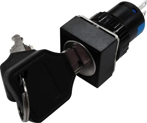 Actual product image RND Components Industrial key switch, 16 mm 1 change-over 220 VAC 2-pos 90° push-button end