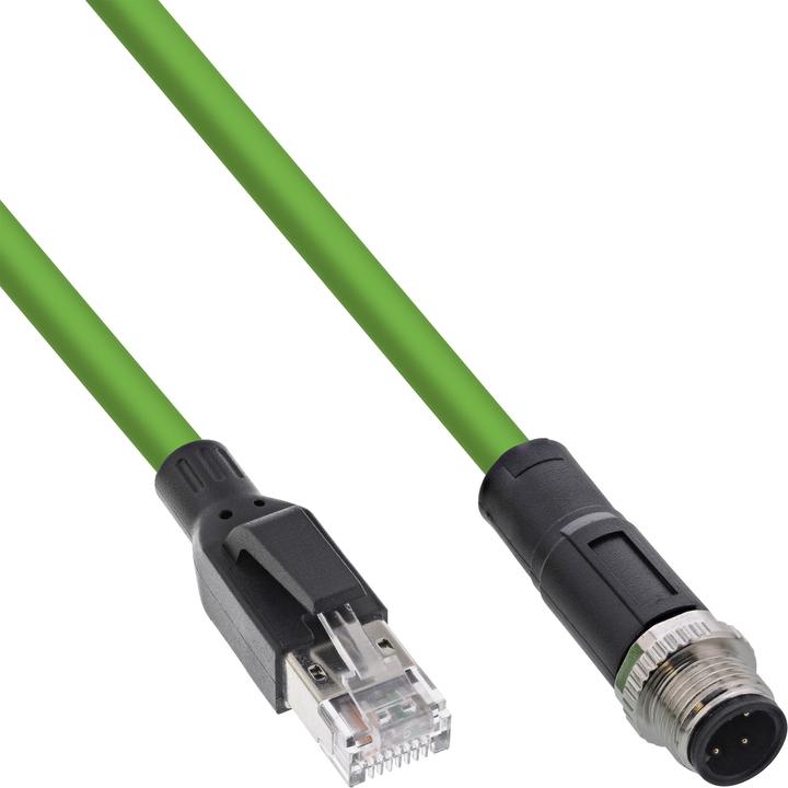 Actual product image InLine Industrial network cable, M12 4-pin D-coded plug to RJ45 plug, PUR, 15m (U/UTP, CAT5e, 15 m)