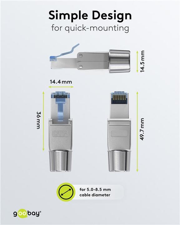Produktbild Goobay CAT 6A STP-geschirmter RJ45-Stecker für die Feldmontage (Netzwerkkabel Stecker)
