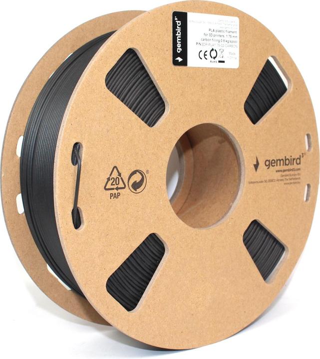 Immagine prodotto Gembird Filamento PLA carbonio 1,75 mm 0,8 kg 3DP-PLA1,75-02-CARBON (PLA, 1.75 mm, 800 g, Nero)