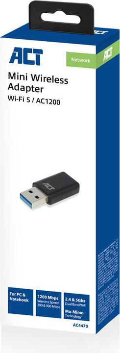 Image du produit Mini adaptateur réseau bibande AC1200 (USB)