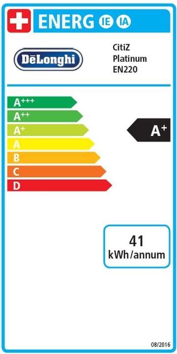 Label énergétique De'Longhi Nespresso CitiZ Platinum (NESPRESSO Original)