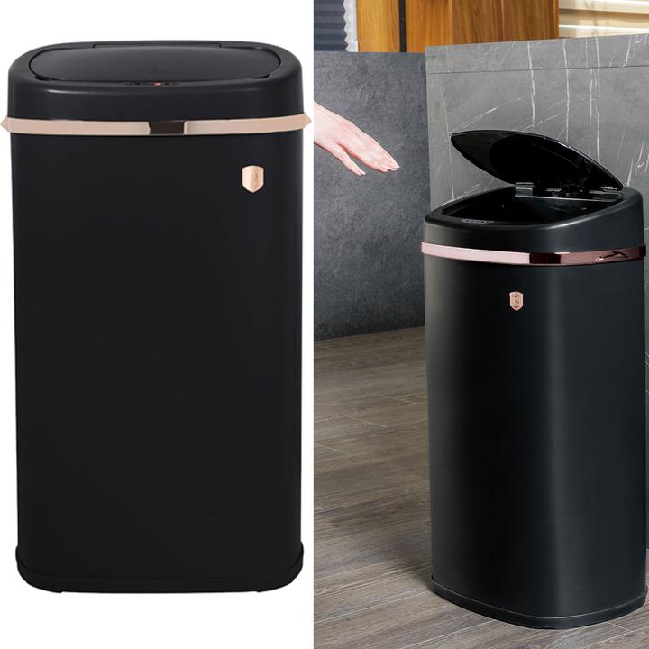 Immagine prodotto BerlingerHaus Cestino di design con sensore tattile, nero-rosa-oro, 58 L (58 l)