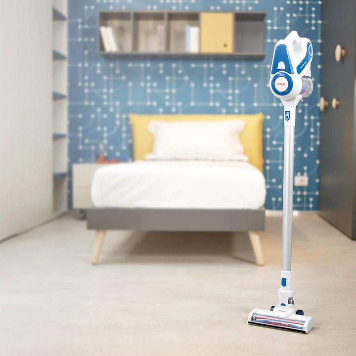 Actual product image Polti PBEU0116 FORZASPIRA SLIM SR90B Rechargeable 2-in-1 cordless electric vacuum, White/Blue