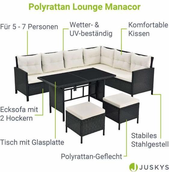 Produktbild Juskys Polyrattan Lounge Manacor mit Gartenmöbel