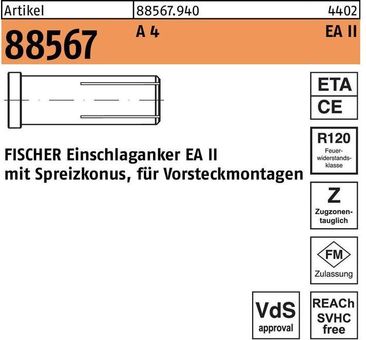 Produktbild Fischer Einschlaganker R 88567 EA II M16 x 65 A 4 (20 Stk.)