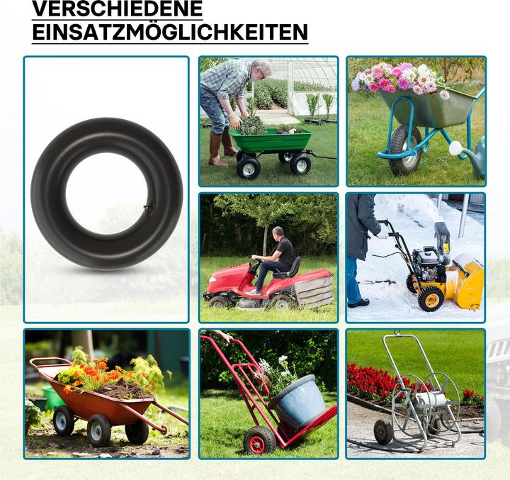 Produktbild Wiltec Schlauch für den Rasenmäherreifen 18x8.50-8 mit Winkelventil Reifendecke (Rasenmäher, Gartenmaschinen Ersatzteile)
