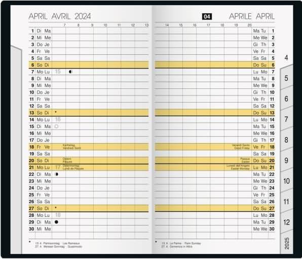 Immagine prodotto rido/idé 7046892905 Calendario tascabile modello M-Planner (2025)| 2 pagine = 1 mese| A6| 32 pagine| (Tedesco)