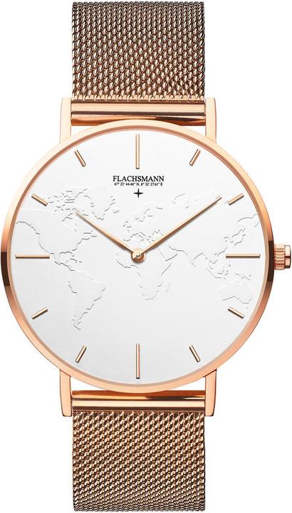 Produktbild Flachsmann World Traveler 3 Mesh Rose Gold White (Analoguhr, 37 mm)