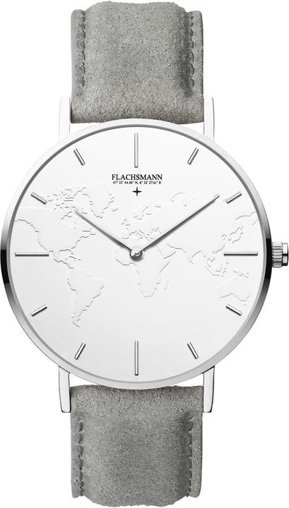 Produktbild Flachsmann World Traveler 1 Grey Suede White Silver (Analoguhr, 41 mm)