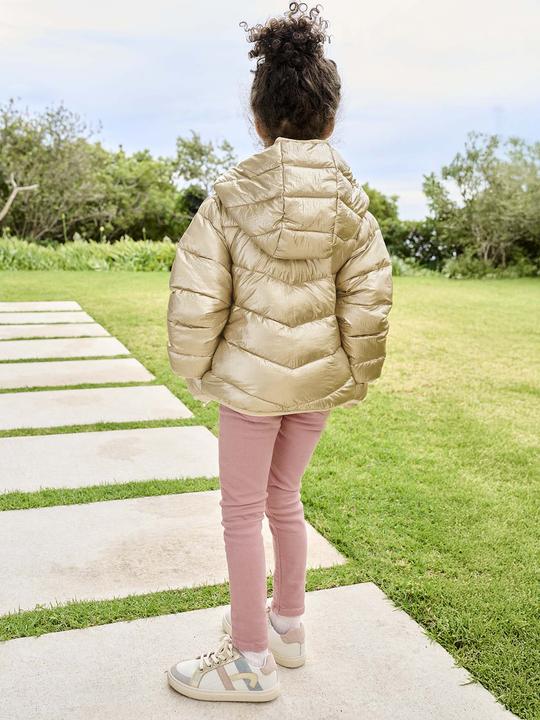 Produktbild Vertbaudet Glänzende Mädchen Light-Steppjacke mit Kapuze, Recycling-Polyester (128)